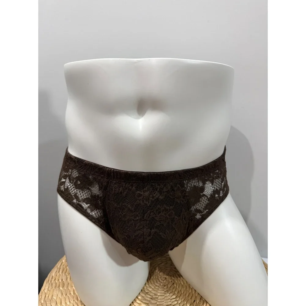 Cosabella Never Say Never Men's Lace Brief Brown Micro Sexy & Comfortable L